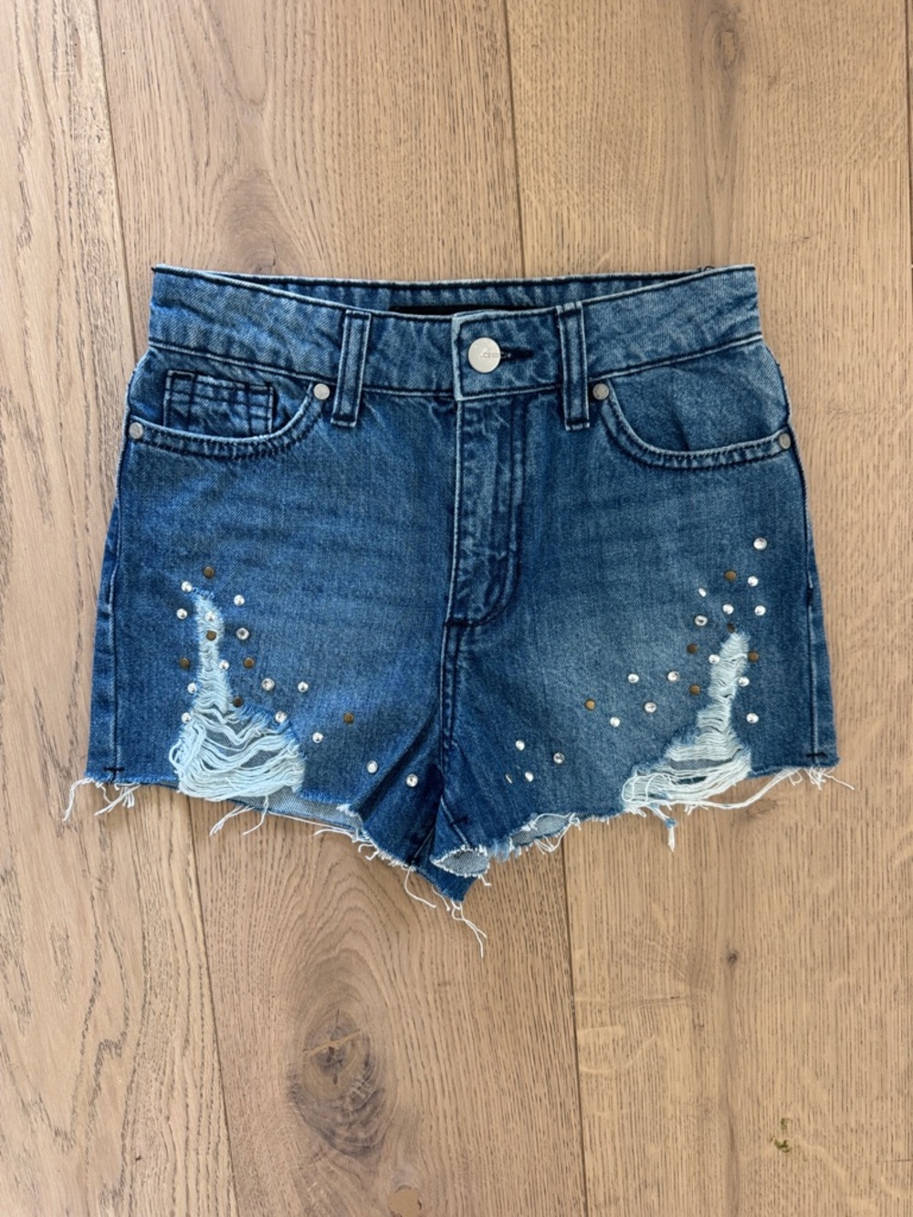 Joe’s Jeans Distressed Denim Girls Shorts with Stud Detail - Blue